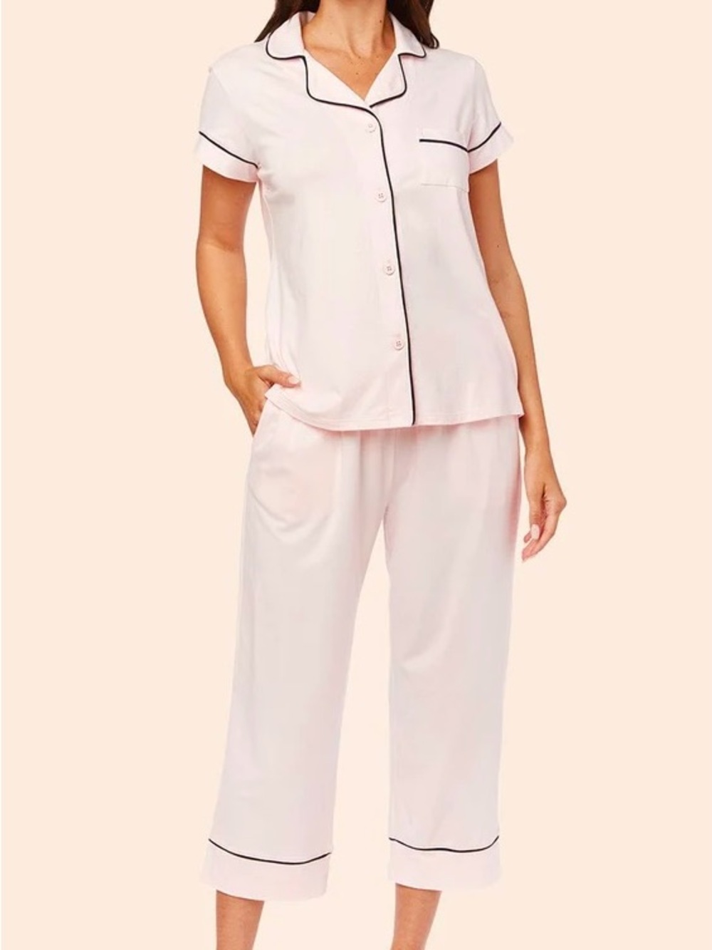 LIKE NEW The Cat’s Pajamas Powder Pink Pima Knit Capri Set XL